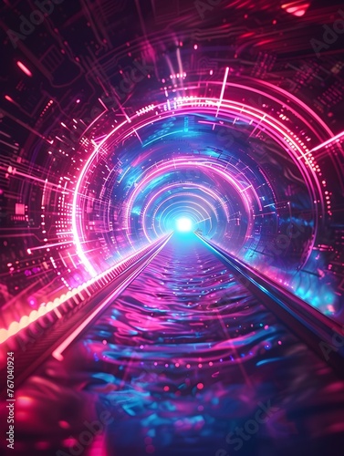 Captivating Holographic Portal in Vivid Futuristic Spectrum