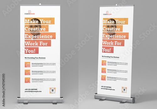 Roll-Up Banner Layout with Orange Accents
