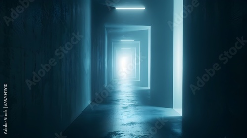 Endless Corridor of Luminous Intrigue - Captivating 3D of a Futuristic Passageway