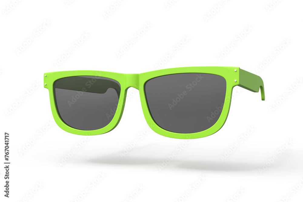 Fototapeta premium Green sunglasses on white background