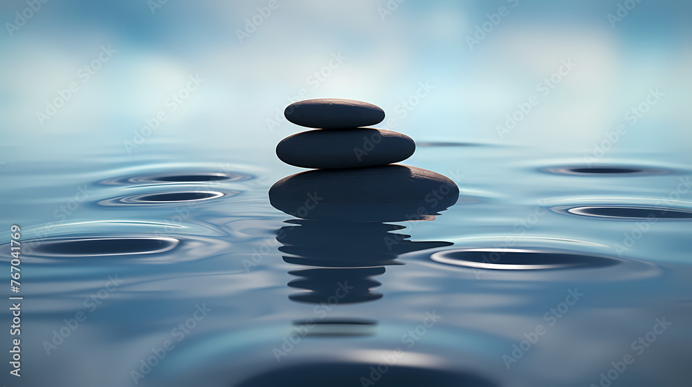 Zen stones in water, tranquility, healthy lifestyle Zen stones in water, tranquility, healthy lifestyle