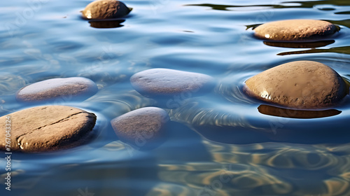 Zen stones in water, tranquility, healthy lifestyle