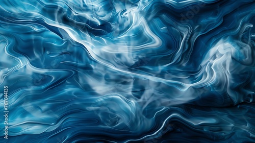 Abstract blue and white liquid. 3D rendering.