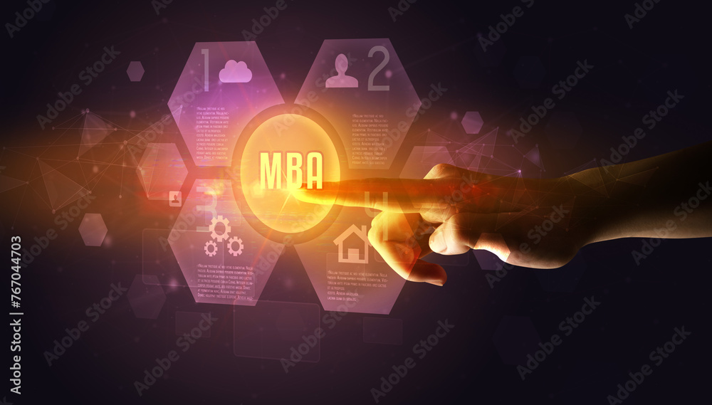 Hand touching digital button