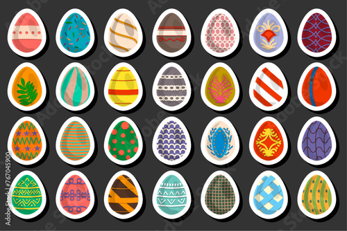 Illustration on theme celebration holiday Easter with hunt colorful bright eggs