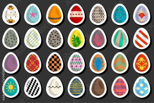 Illustration on theme celebration holiday Easter with hunt colorful bright eggs