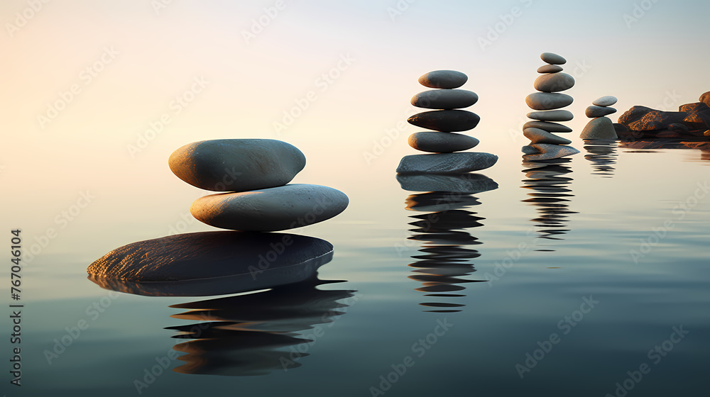 Stones floating on water, tranquility, healthy lifestyle Stones floating on water, tranquility, healthy lifestyle