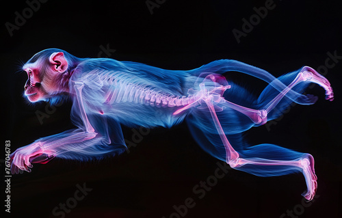 Neon X-ray Primate in Motion Artwork