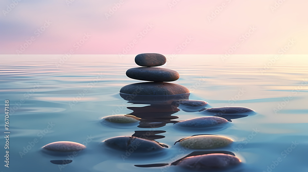 Stones floating on water, tranquility, healthy lifestyle Stones floating on water, tranquility, healthy lifestyle