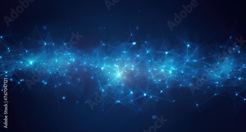 Abstract Network Connections with Blue Light Dots