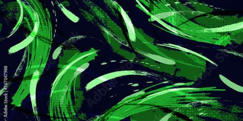 Green Grunge Brush Background with Halftone Effect. Sport Background with Brush Style. Texture Elements
