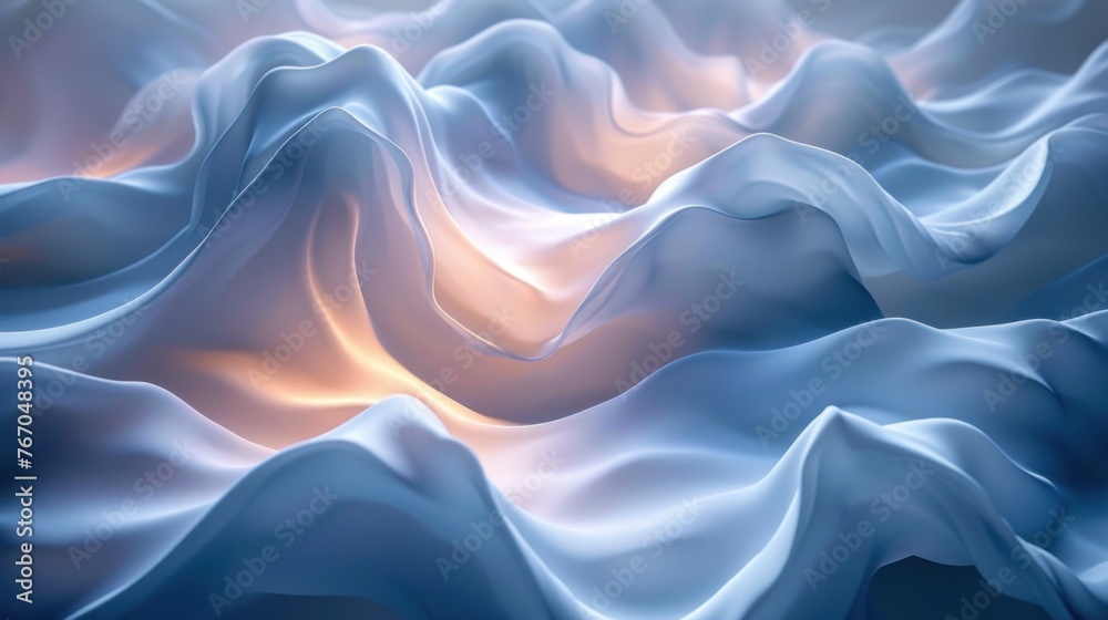 Obraz premium Abstract Waves of Blue and Orange Hues Resembling a Fluid Landscape