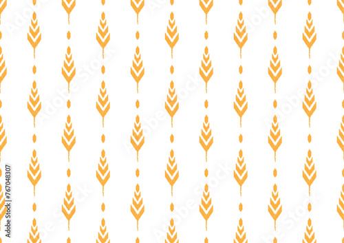 Wheat ikat pattern. Ethnic abstract ikat art. Seamless pattern in tribal. Design for fabric, curtain, background, carpet, wallpaper, clothing.