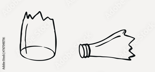 Broken glass bottle great for recycling, take care of environment