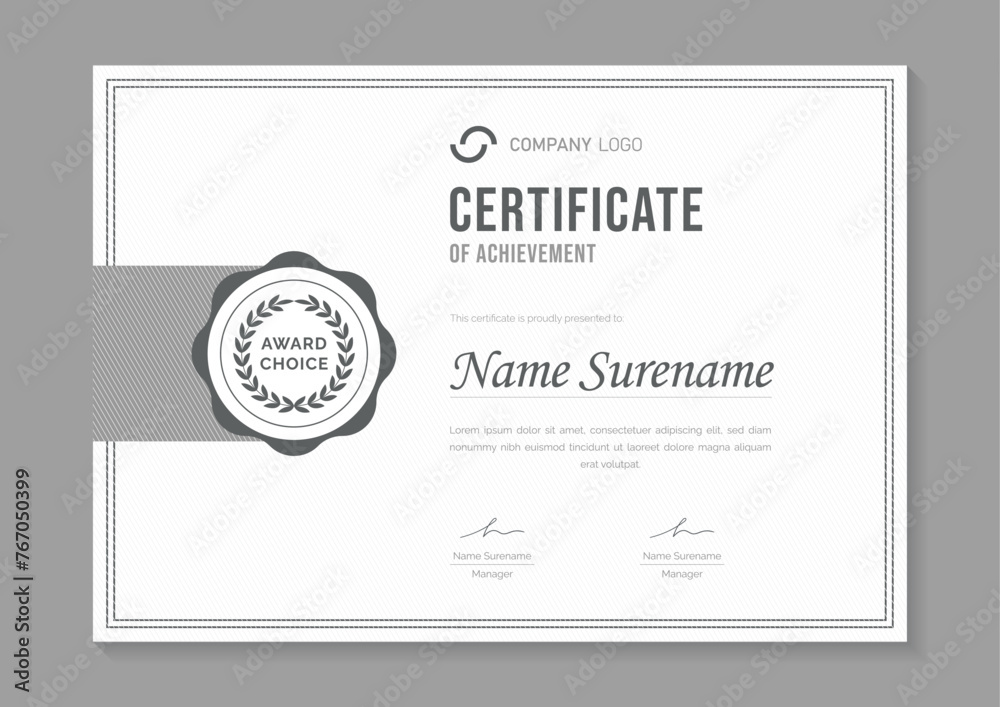 Fototapeta premium black and white minimalist certificate design template