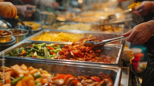 Close Up of Buffet Line of Food