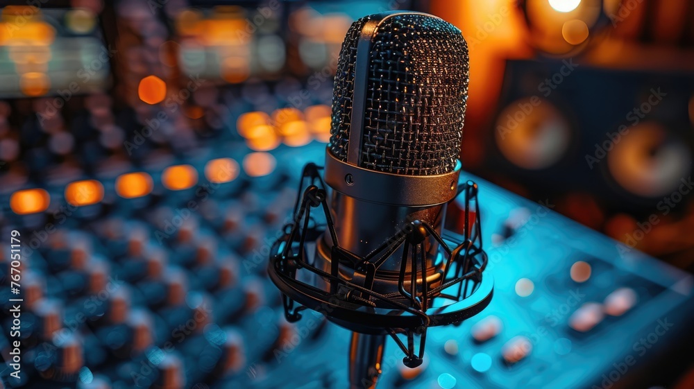 Professional microphone and headphones Professional microphone and headphones