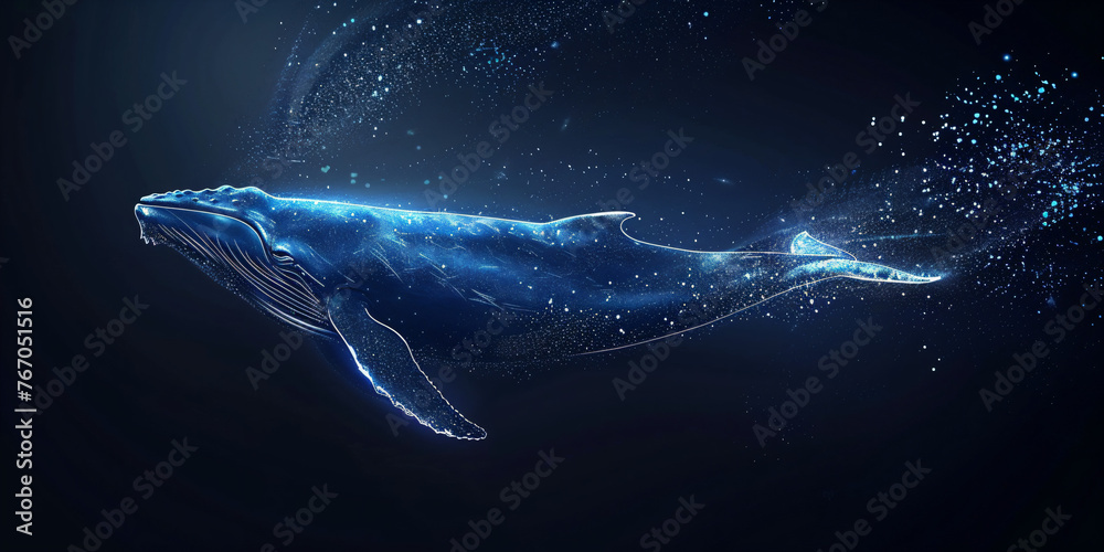 illustration of a big whale is swimming