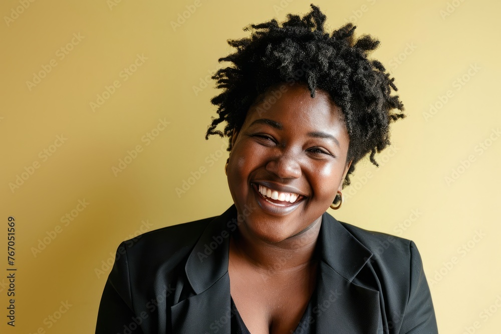 Portrait of a beautiful young african american woman smiling against yellow background Portrait of a beautiful young african american woman smiling against yellow background