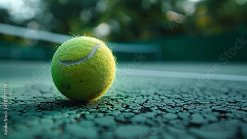 Dynamics of tennis ball on wet court with focus on texture and water droplets © sitimutliatul