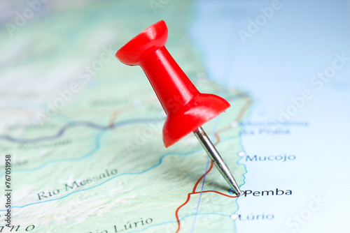 Pemba, Mozambique pin on map photo