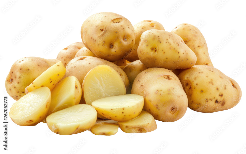 The Raw Appeal of Potatoes isolated on transparent Background The Raw Appeal of Potatoes isolated on transparent Background