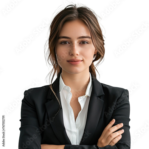 Businesswoman portrait. Beautiful businesswoman wearing black suit.