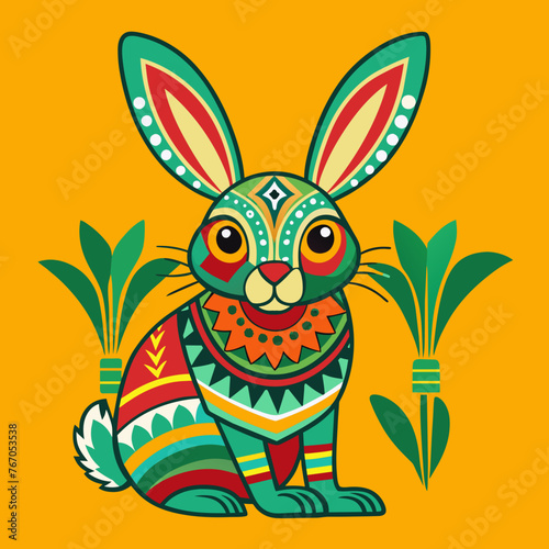 Rabbit vector art in the mexican style