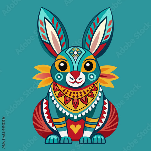 Rabbit vector art in the mexican style