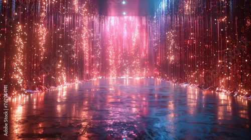 LUXURY NIGHT PARTY elegent GLITTER CURTAIN LIGHTHING backdrop. AI generative photo