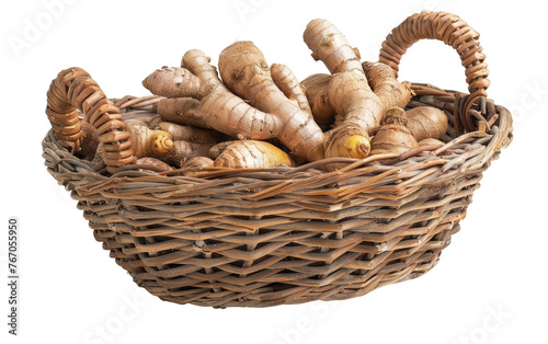 Ginger in a Basket isolated on transparent Background