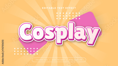 White pink and yellow cosplay 3d editable text effect - font style