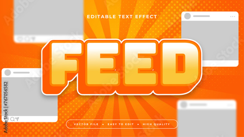 Orange yellow and gray grey feed 3d editable text effect - font style