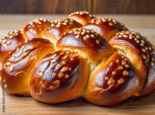 Braided Challah. Traditional Jewish Recipe for Hanukkah. Hanukkah Bakery. photo