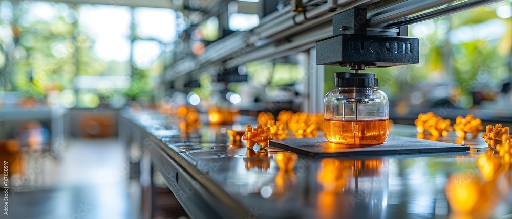 During work in a school laboratory, a 3D printer, 3D printers are being used during the process