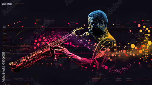 World Jazz Day, Unnecessarily Minimalist and beautiful color coded, Generative Ai photo