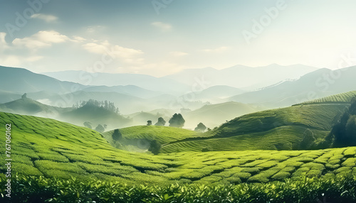 Tea plantations summer fields