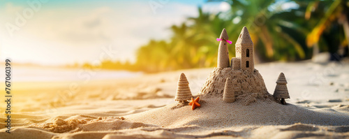 Sandcastle on the beach, Summer vacation theme