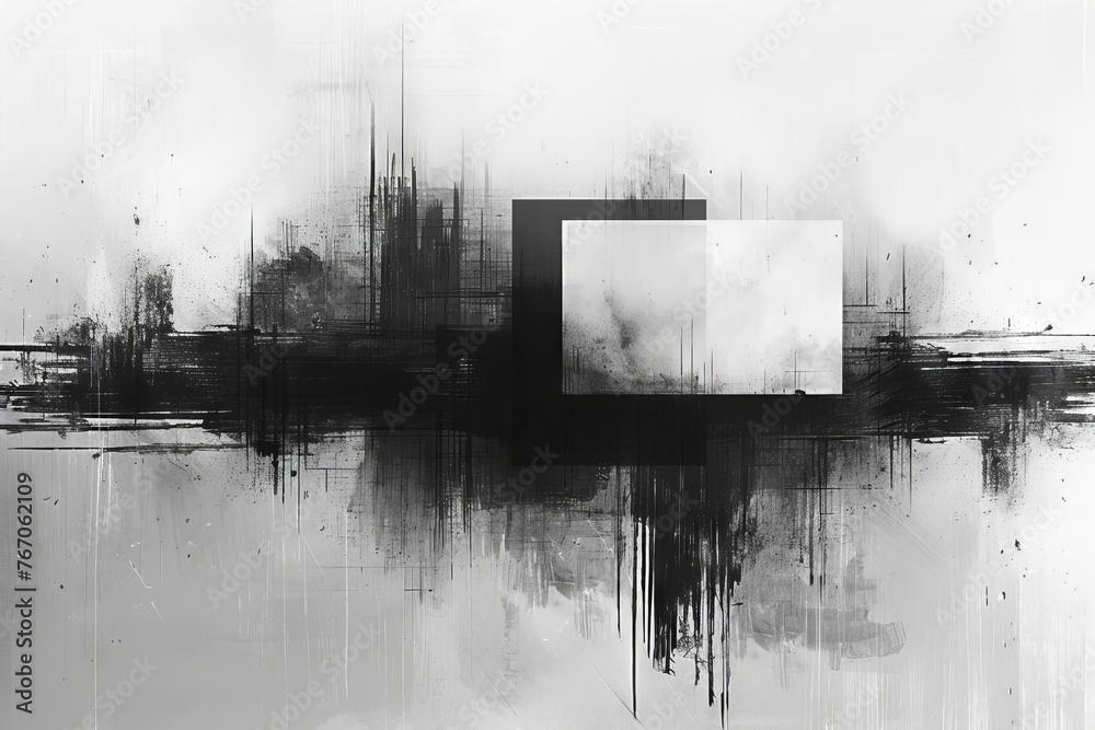 Frames with grunge style. Abstract rectangles with space for text. Monochrome elements. - obrazy, fototapety, plakaty 