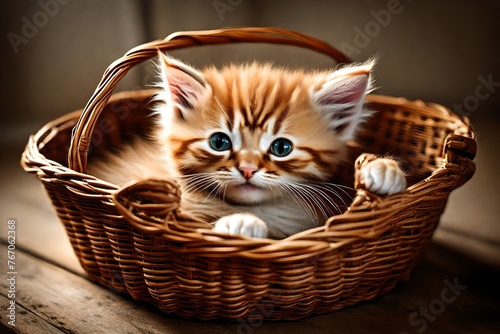 Kitten in a Basket: Cozy Cuteness © MISHAL