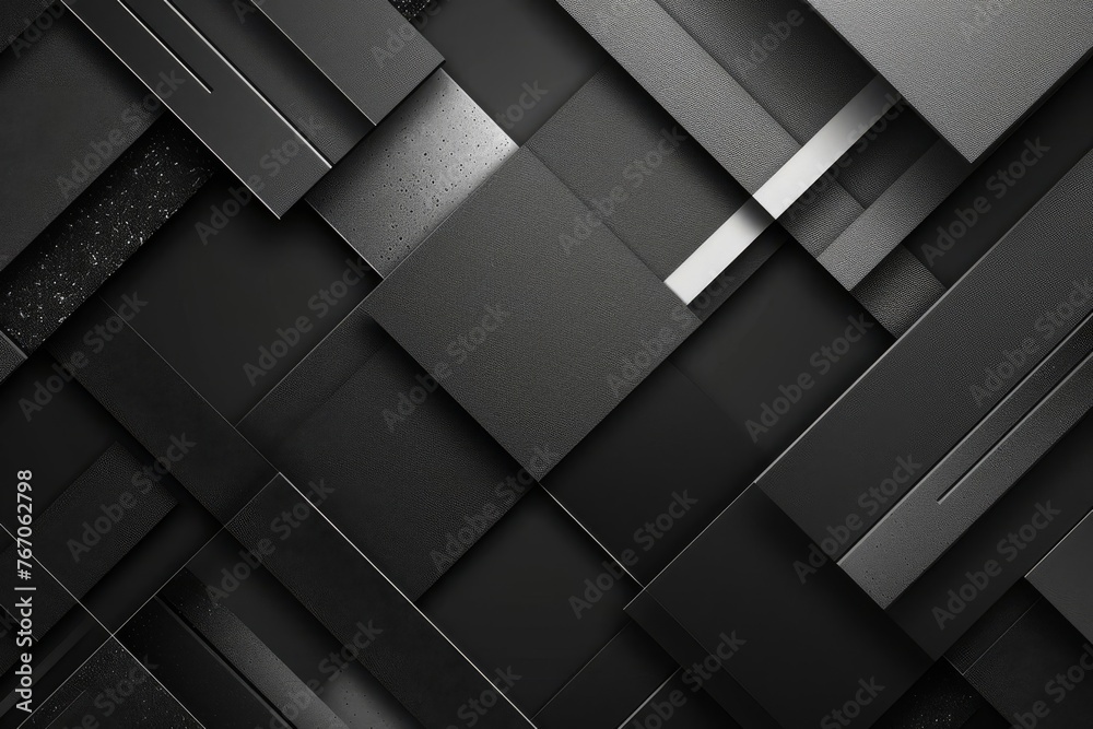 Abstract Black and Grey Background with Geometric Shapes and Lines, Modern Graphic Design - obrazy, fototapety, plakaty 