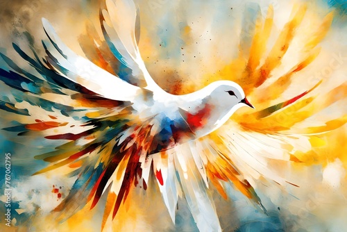 abstract art, dove. Holy Spirit concept, Pentecost Sunday