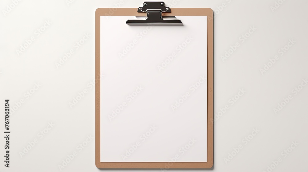 Clipboard with A4 paper on white background Clipboard with A4 paper on white background