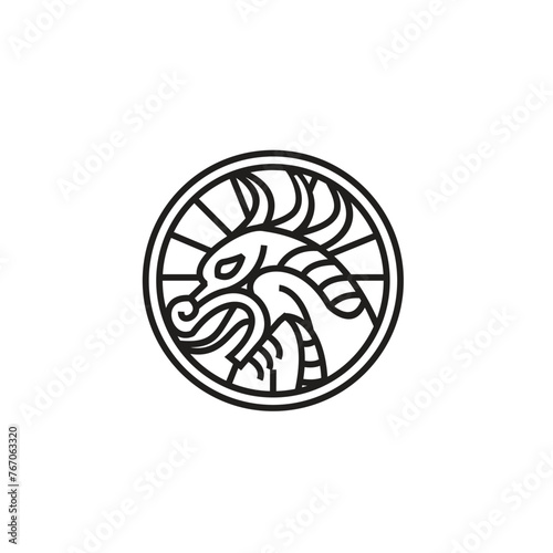 vector illustration of nordic ancient dragon logo icon with symbol of strength and power