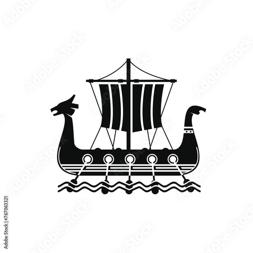 vector illustration of viking ship logo icon for trade, transportation and art goods industries