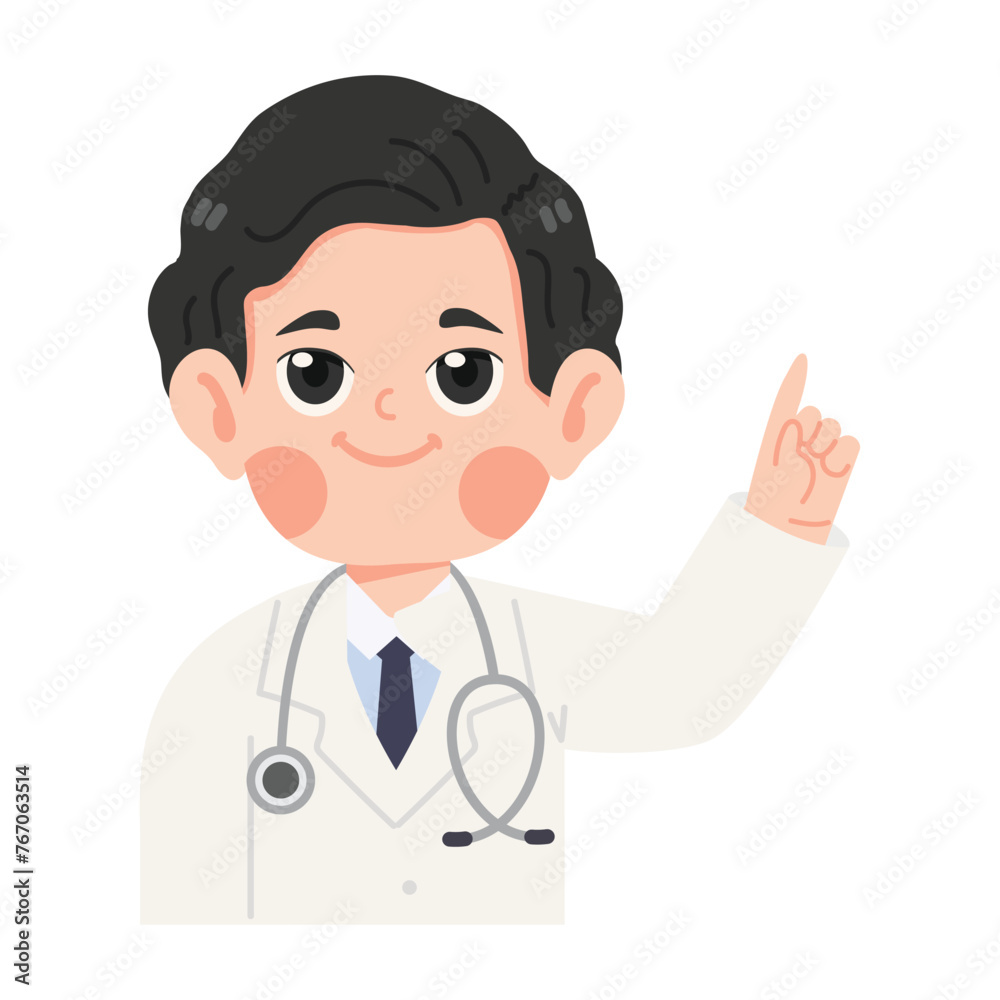  doctor wearing a white coat pointing