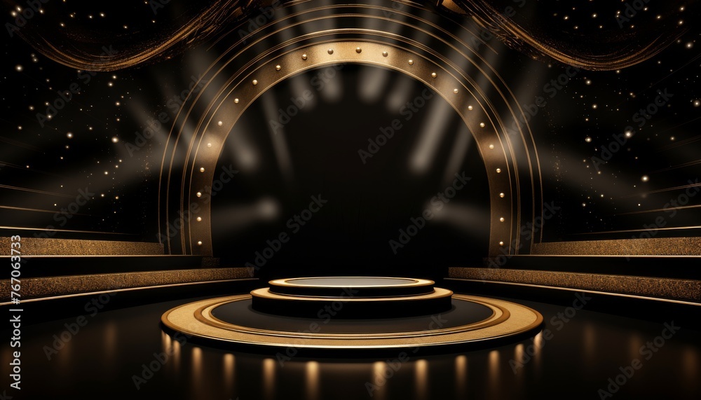 Golden luxury stage venue background