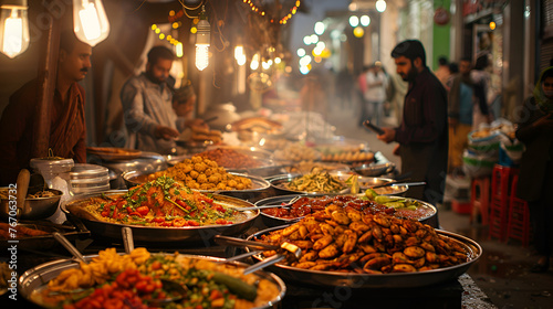 Food street is the cultural heritage of Peshawar Pakistan, generative ai photo