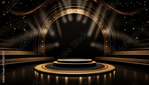 Obraz na płótnie Golden luxury stage venue background w salonie