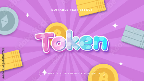 Colorful token 3d editable text effect - font style